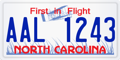 NC license plate AAL1243