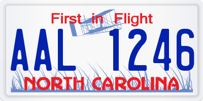 NC license plate AAL1246