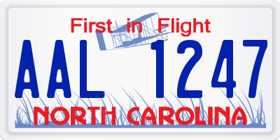 NC license plate AAL1247