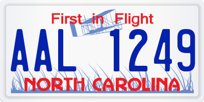 NC license plate AAL1249