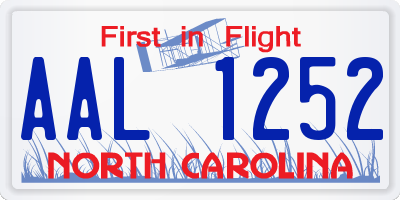 NC license plate AAL1252