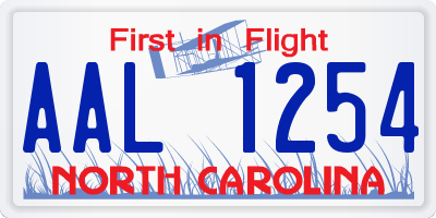 NC license plate AAL1254