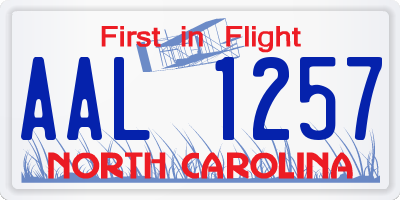 NC license plate AAL1257
