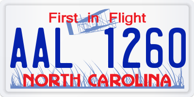 NC license plate AAL1260