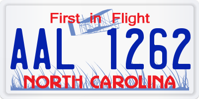 NC license plate AAL1262