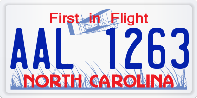 NC license plate AAL1263