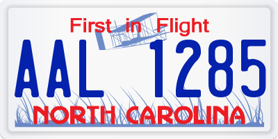 NC license plate AAL1285