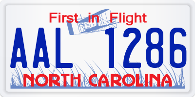 NC license plate AAL1286