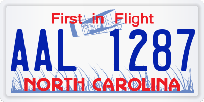 NC license plate AAL1287