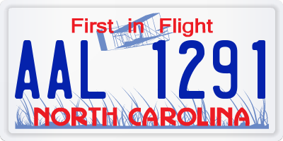 NC license plate AAL1291