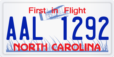 NC license plate AAL1292