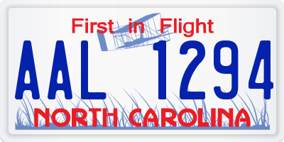 NC license plate AAL1294
