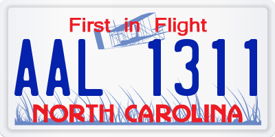 NC license plate AAL1311