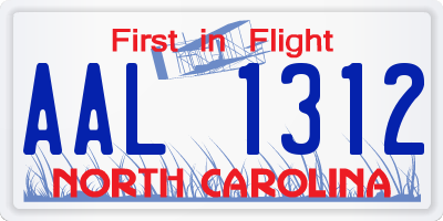 NC license plate AAL1312