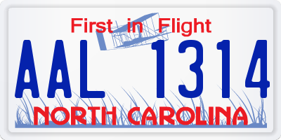 NC license plate AAL1314