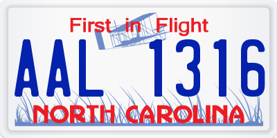 NC license plate AAL1316