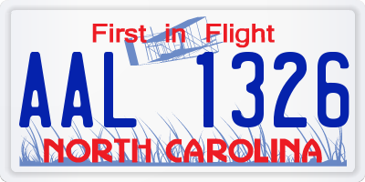 NC license plate AAL1326