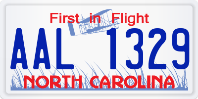 NC license plate AAL1329