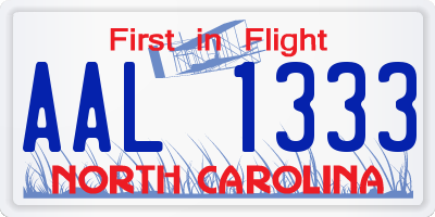 NC license plate AAL1333