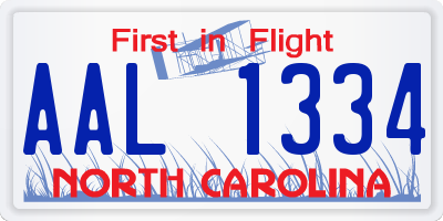 NC license plate AAL1334
