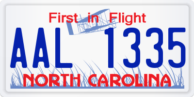 NC license plate AAL1335