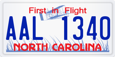 NC license plate AAL1340
