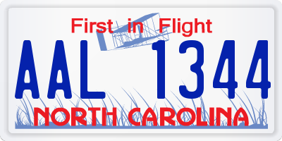 NC license plate AAL1344