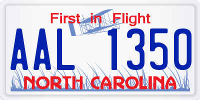 NC license plate AAL1350
