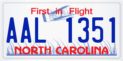 NC license plate AAL1351