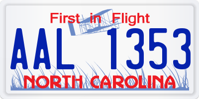 NC license plate AAL1353