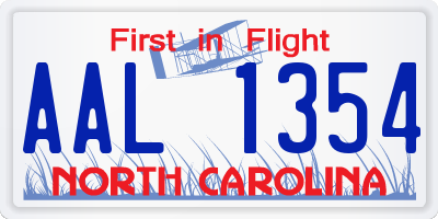 NC license plate AAL1354