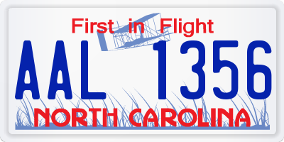 NC license plate AAL1356