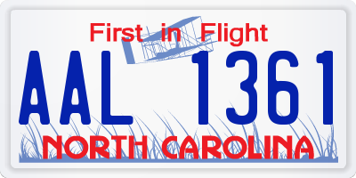 NC license plate AAL1361