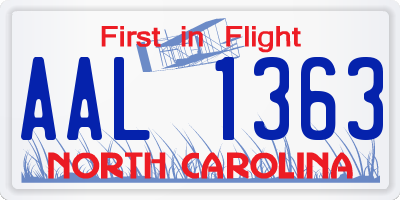 NC license plate AAL1363