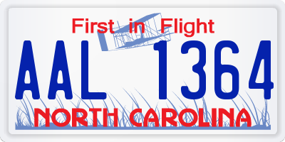 NC license plate AAL1364