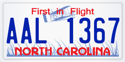 NC license plate AAL1367