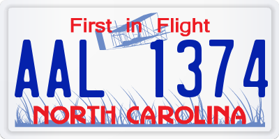 NC license plate AAL1374