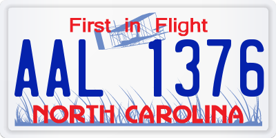 NC license plate AAL1376