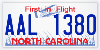 NC license plate AAL1380