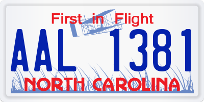 NC license plate AAL1381