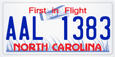 NC license plate AAL1383