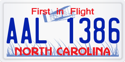 NC license plate AAL1386