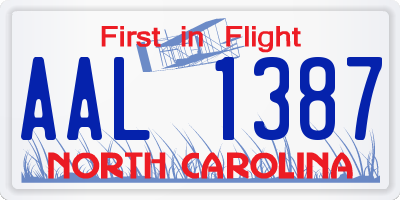 NC license plate AAL1387