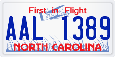 NC license plate AAL1389