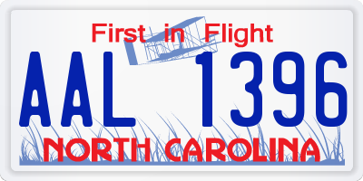 NC license plate AAL1396