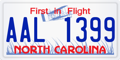 NC license plate AAL1399