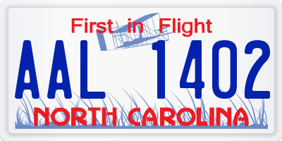 NC license plate AAL1402