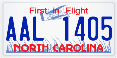 NC license plate AAL1405