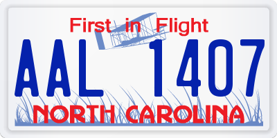 NC license plate AAL1407