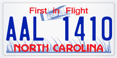 NC license plate AAL1410